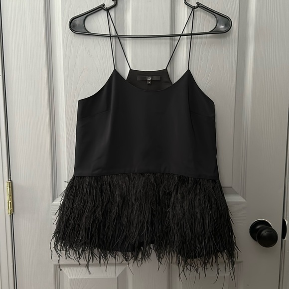 Tibi Tops - tibi 100 percent silk ostrich feather tank
